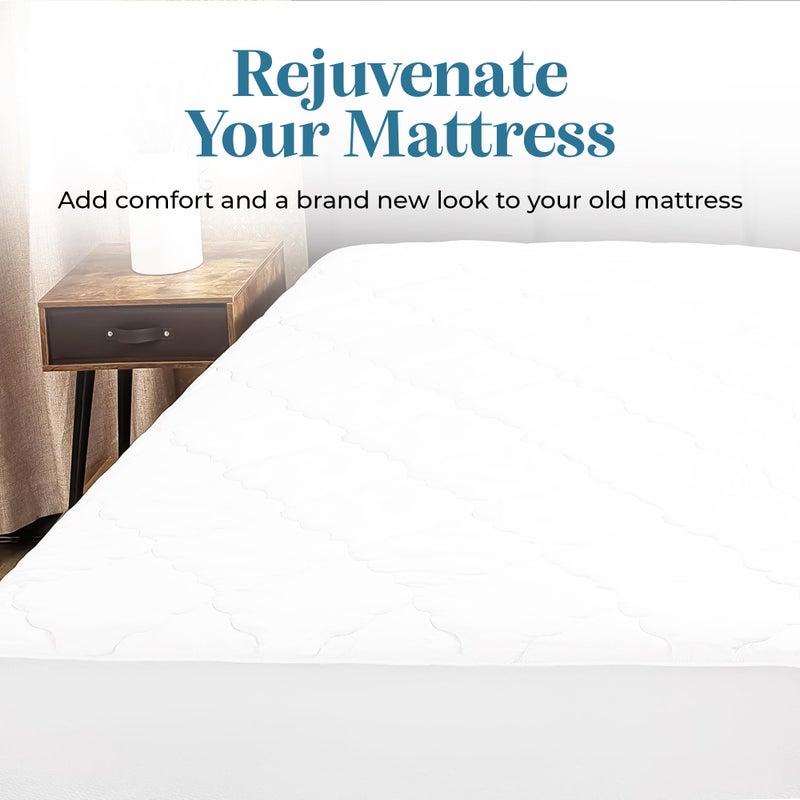 Micropuff Fitted Mattress Pad - Full XL Size (54" x 80") Mattress Pad - Soft and Comfortable Fitted Mattress Protector - Mattress Cover Stretches 12 to 15 Inches Deep - Easy to Wash - Image 5